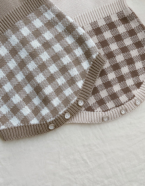 Load image into Gallery viewer, Baby Checkerboard Pattern Polo Neck Knit Warm Onesies by MyKids-USA™
