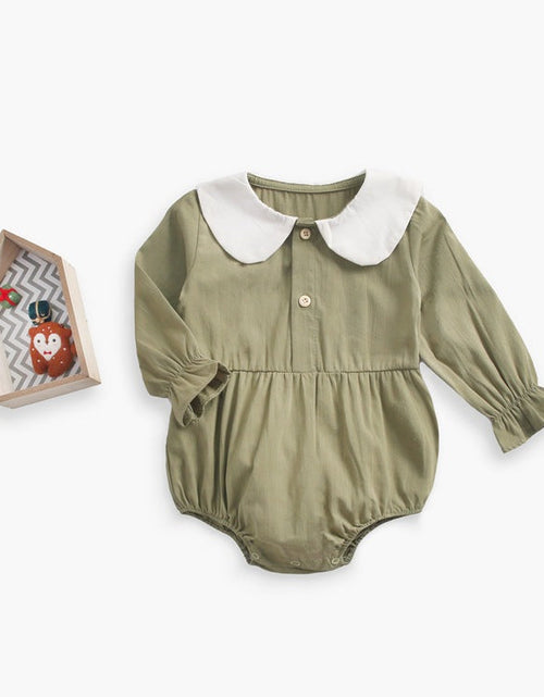 Load image into Gallery viewer, Baby Girl Doll Collar Design Solid Color Long Sleeve Onesies With Buttons by MyKids-USA™
