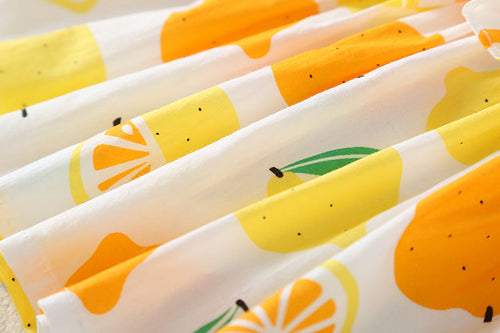 Load image into Gallery viewer, Baby Girl Lemon Fruit Print Sleeveless Dress Combo Short Pants In Sets by MyKids-USA™

