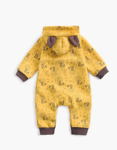 Load image into Gallery viewer, Baby Cartoon Animal Graphic Snap Button Thick Rompers With Hat by MyKids-USA™
