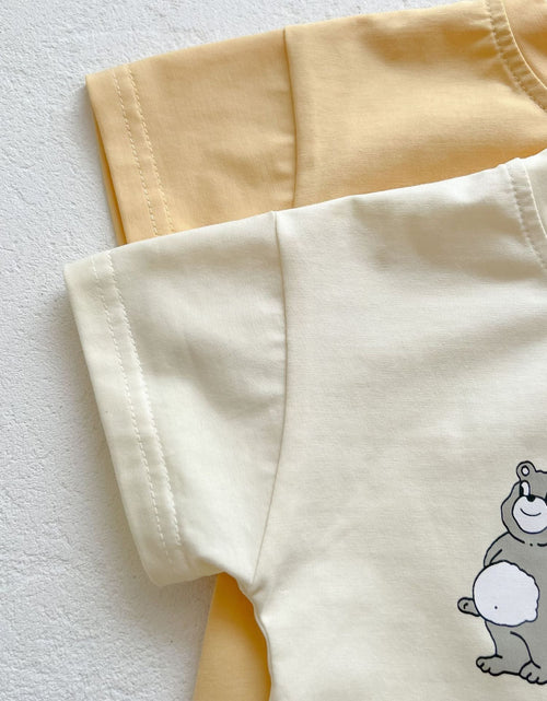Load image into Gallery viewer, Baby Boy And Girl Bear Print Solid Color Design O-Neck Onesies by MyKids-USA™

