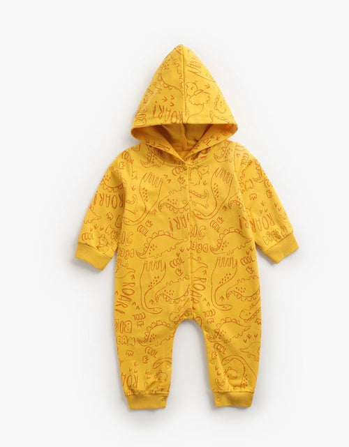 Load image into Gallery viewer, Baby Cartoon Dinosaur Graphic Snap Button Thin Style Rompers With Hat by MyKids-USA™
