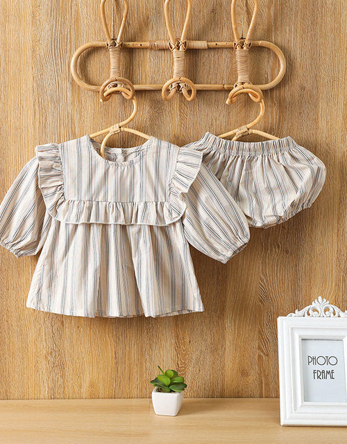 Load image into Gallery viewer, Baby Girl Striped Pattern Shirt Combo Shorts 1 Pieces Sets by MyKids-USA™
