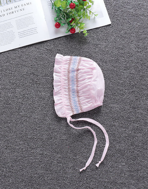 Load image into Gallery viewer, Baby Girl Embroidery Pattern Ruffle Collar Design Bubble Short-Sleeved Onesies With Hat by MyKids-USA™
