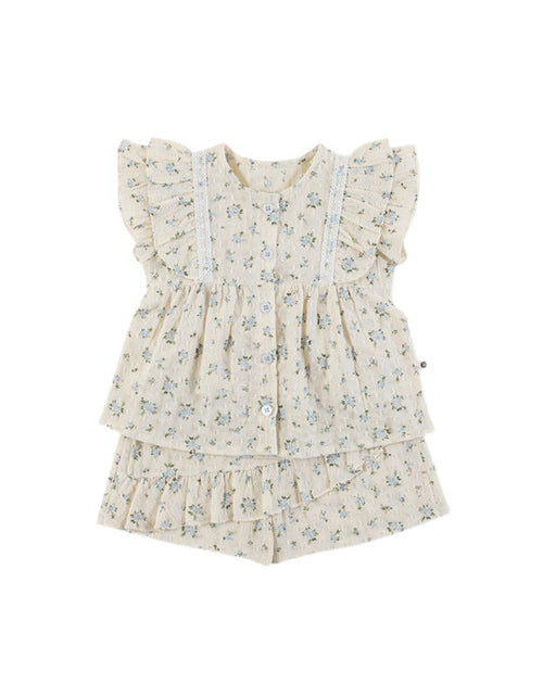Load image into Gallery viewer, Baby Girl Flower Pattern Flying Sleeves Onesies &amp; Clothing Sets With Headband by MyKids-USA™
