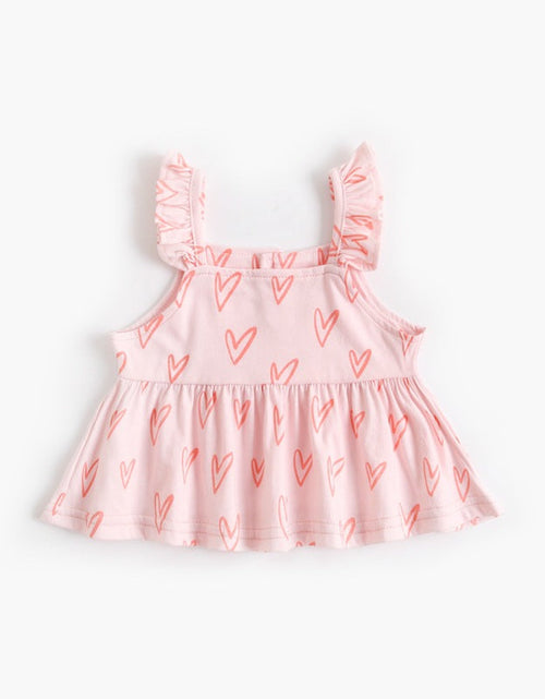 Load image into Gallery viewer, Baby Girl Printed Pattern Ruffle Design Sleeveless Tops Combo Shorts Sets by MyKids-USA™
