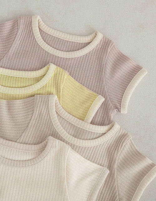Load image into Gallery viewer, Baby Unisex Solid Color Comfy Cotton Onesies &amp; Shorts Sets With Headband by MyKids-USA™
