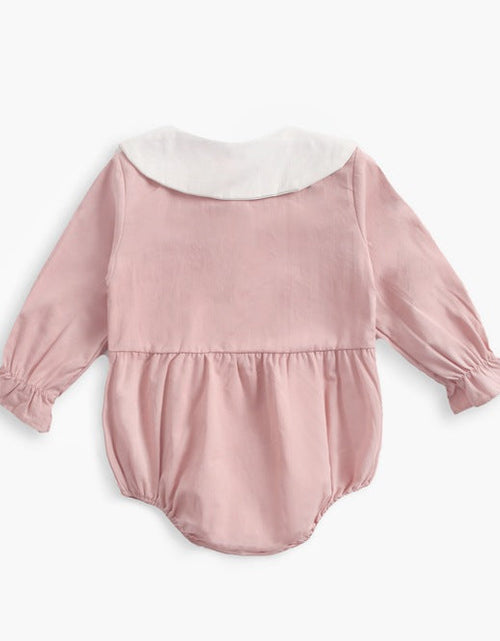 Load image into Gallery viewer, Baby Girl Doll Collar Design Solid Color Long Sleeve Onesies With Buttons by MyKids-USA™
