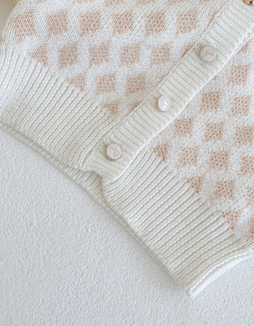 Load image into Gallery viewer, Baby Girl 2pcs Plaid Graphic Onesies &amp; Cardigan Knitted Sets by MyKids-USA™
