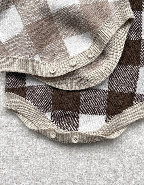 Load image into Gallery viewer, Baby Plaid Graphic Long Sleeve Crewneck Knit Thickened Onesies by MyKids-USA™
