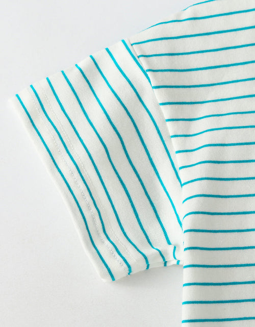 Load image into Gallery viewer, Baby Smiley Patched Pattern Striped Graphic Tee Combo Shorts Sets by MyKids-USA™
