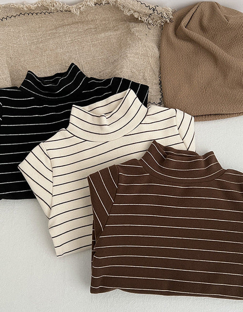 Load image into Gallery viewer, Baby Striped Pattern High Turtle Nack Soft Cotton Comfy Shirt by MyKids-USA™
