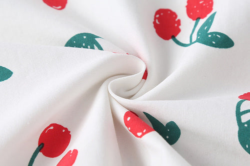 Load image into Gallery viewer, Baby Girl Cherry Print Pattern Mesh Patchwork Design Round-Collar Short-Sleeved Summer Dress Onesies by MyKids-USA™
