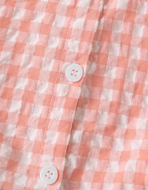 Load image into Gallery viewer, Baby Girl 1pcs Plaid Pattern Contrast Tape Lapel Design Combo Shorts Sets by MyKids-USA™
