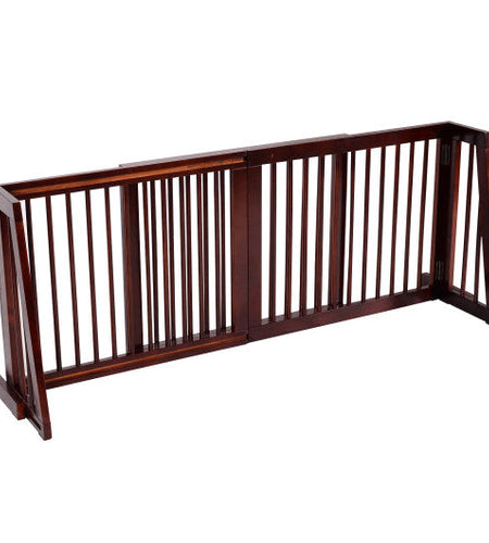 Folding Adjustable Free Standing 3 Panel Wood Fence