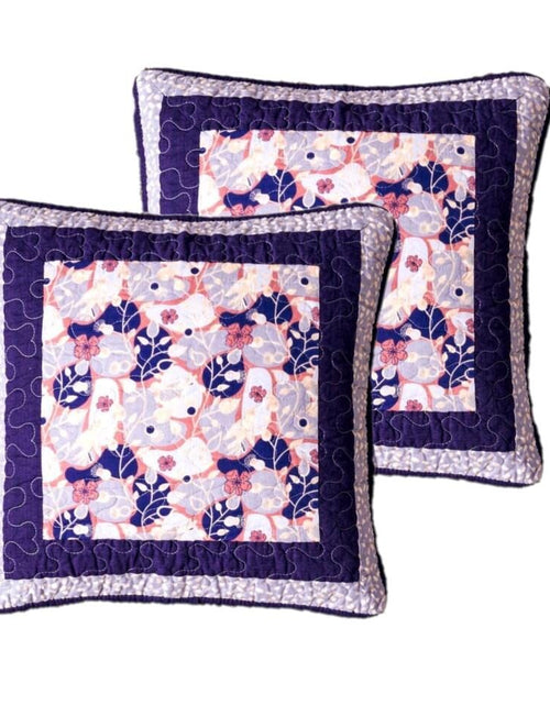 Load image into Gallery viewer, DaDa Bedding Set of 2-Pieces Peachy Blossoms Purple Floral Patchwork Throw Pillow Covers, 18" x 18" - Designed in USA (JHW877) by DaDa Bedding Collection
