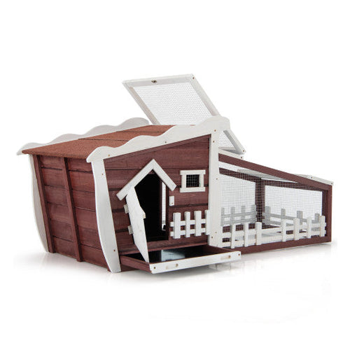 Load image into Gallery viewer, 62 Inch Wooden Rabbit Hutch with Pull Out Tray-Red
