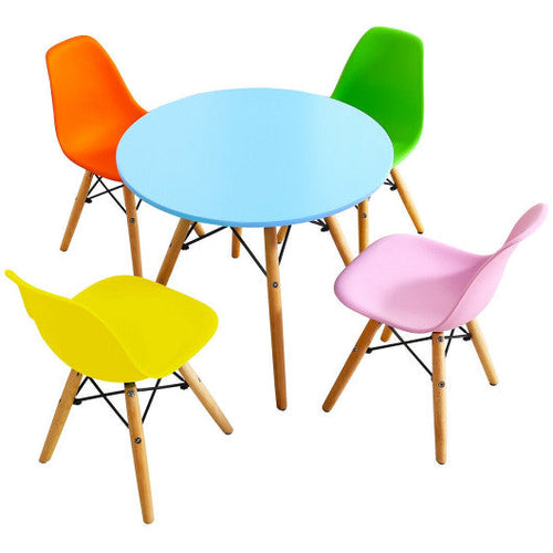 Load image into Gallery viewer, 5 Pieces Kid's Colorful Set with 4 Armless Chairs-Multicolor
