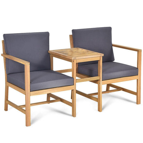 Load image into Gallery viewer, 3-in-1 Acacia Wood Loveseat with Separable Coffee Table

