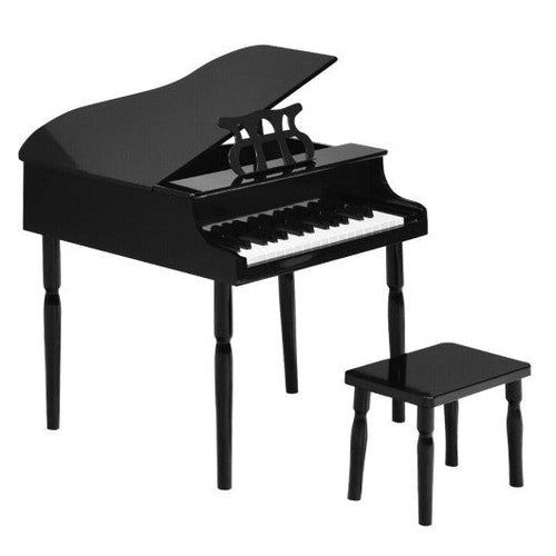 Load image into Gallery viewer, 30-Key Wood Toy Kids Grand Piano with Bench &amp; Music Rack-Black

