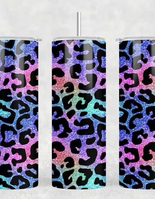 Load image into Gallery viewer, Rainbow Leopard Print - 20 oz Steel Skinny Tumbler - Optional Blue Tooth Speaker - Speaker Color will Vary by Rowdy Ridge Co
