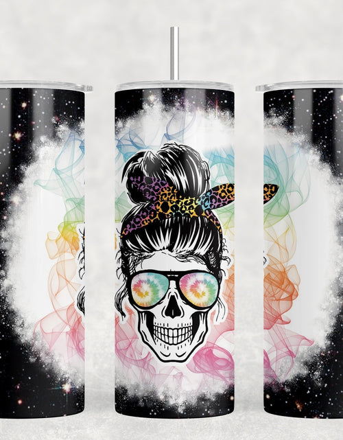 Load image into Gallery viewer, Rainbow Smoke Skull  - 20 oz Steel Skinny Tumbler - Optional Blue Tooth Speaker - Speaker Color will Vary by Rowdy Ridge Co
