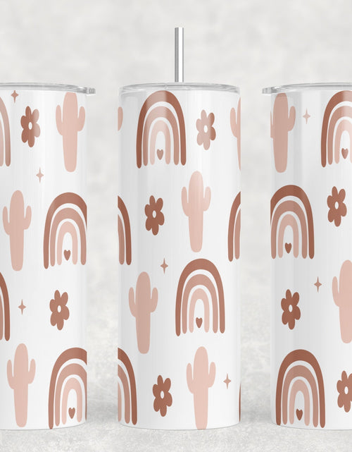 Load image into Gallery viewer, Rainbows and Cactus|Skinny Tumbler|Optional Bluetooth Speaker| Speaker Color Varies by Rowdy Ridge Co
