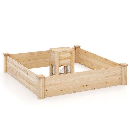 Load image into Gallery viewer, 49 x 49 x 10 Inch Raised Garden Bed with Compost Bin and Open-ended Bottom-Natural
