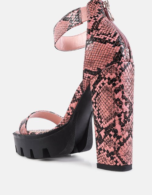 Load image into Gallery viewer, rattle snake print chunky high block heel sandals by London Rag
