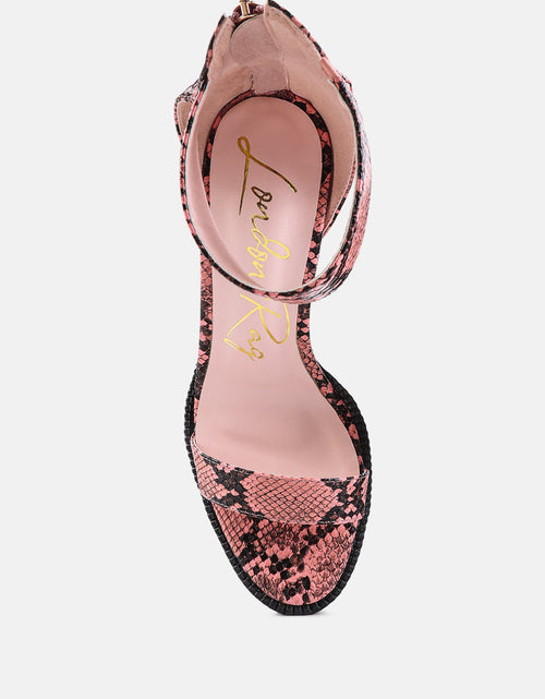 Load image into Gallery viewer, rattle snake print chunky high block heel sandals by London Rag
