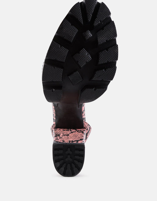 Load image into Gallery viewer, rattle snake print chunky high block heel sandals by London Rag
