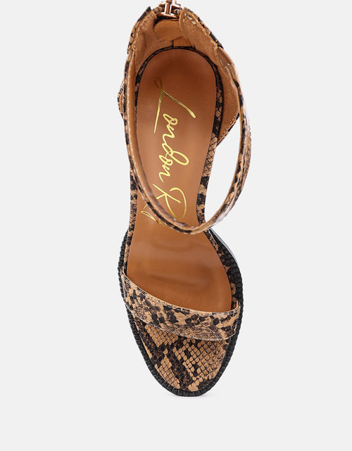 Load image into Gallery viewer, rattle snake print chunky high block heel sandals by London Rag
