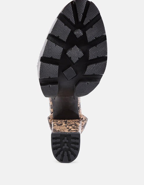 Load image into Gallery viewer, rattle snake print chunky high block heel sandals by London Rag
