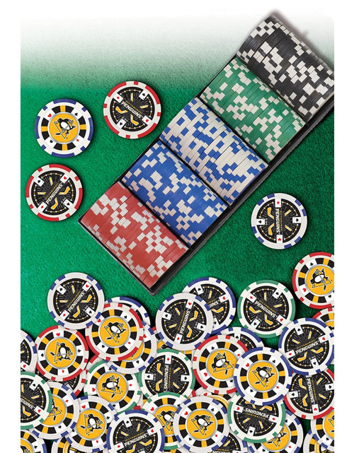 Load image into Gallery viewer, Pittsburgh Penguins 100 Piece Poker Chips by MasterPieces Puzzle Company INC
