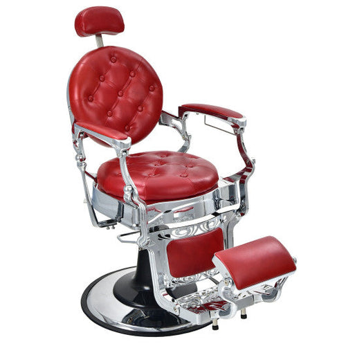 Load image into Gallery viewer, Vintage Barber Chair with Adjustable Height and Headrest-Red
