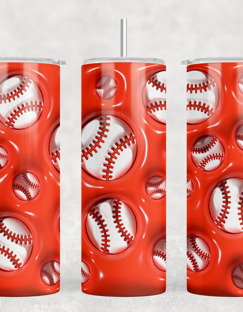 Load image into Gallery viewer, Red Baseball - 20 oz Steel Skinny Tumbler - Optional Blue Tooth Speaker - Speaker Color will Vary by Rowdy Ridge Co

