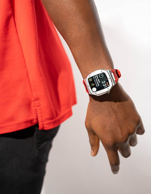 Load image into Gallery viewer, red rubber smartwatch case strap by ASOROCK WATCHES
