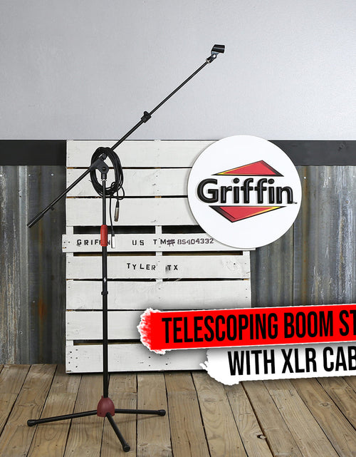 Load image into Gallery viewer, Microphone Stand with Telescoping Boom, XLR Cable and Mic Clip Package by GRIFFIN - Premium Tripod by GeekStands.com
