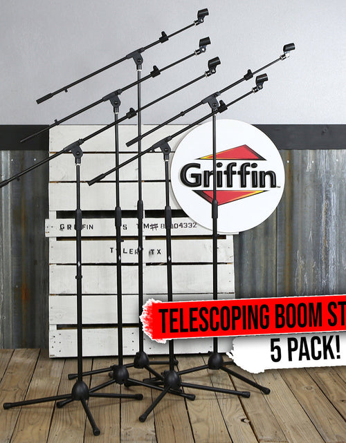 Load image into Gallery viewer, Microphone Boom Stand with Telescopic Arm (Pack of 5) by GRIFFIN - Adjustable Holder Mount by GeekStands.com
