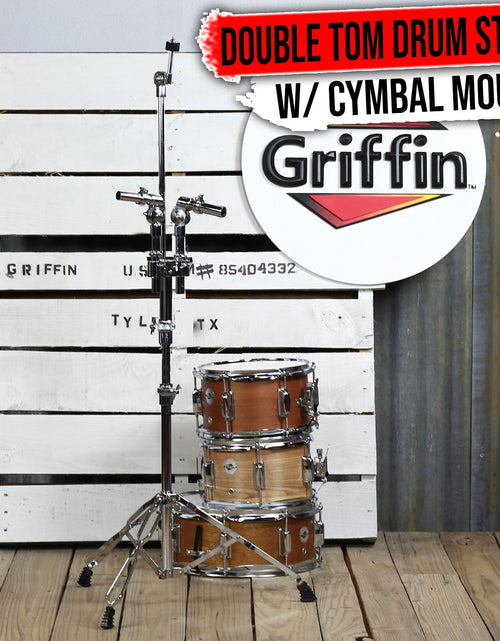 Load image into Gallery viewer, Double Tom Drum Stand with Cymbal Arm by GRIFFIN - Drummers Percussion Set Hardware Kit by GeekStands.com
