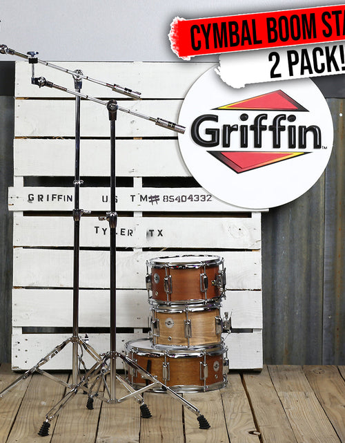 Load image into Gallery viewer, Cymbal Stand With Boom Arm by GRIFFIN (Pack of 2) | Drum Percussion Gear Hardware Set with Double Braced Legs | Counterweight Adapter for Mounting Heavy Duty Crash, Ride, Splash Cymbals For Drummers by GeekStands.com
