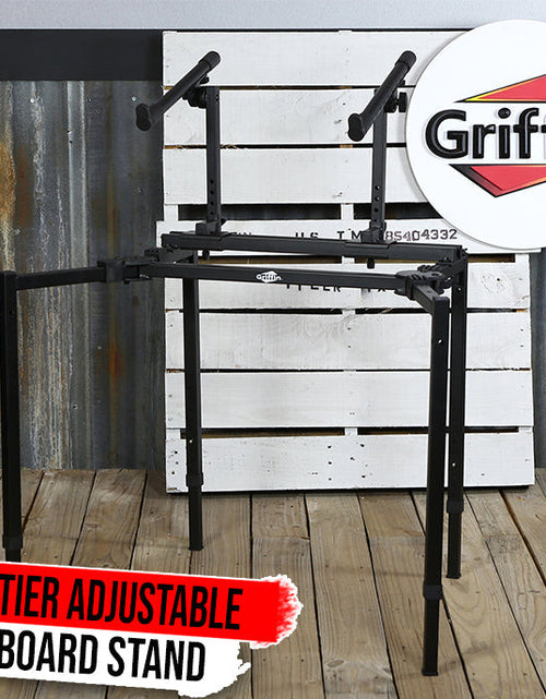 Load image into Gallery viewer, Double Piano Keyboard &amp; Laptop Stand by GRIFFIN - 2 Tier/Dual Portable Studio Mixer Rack by GeekStands.com
