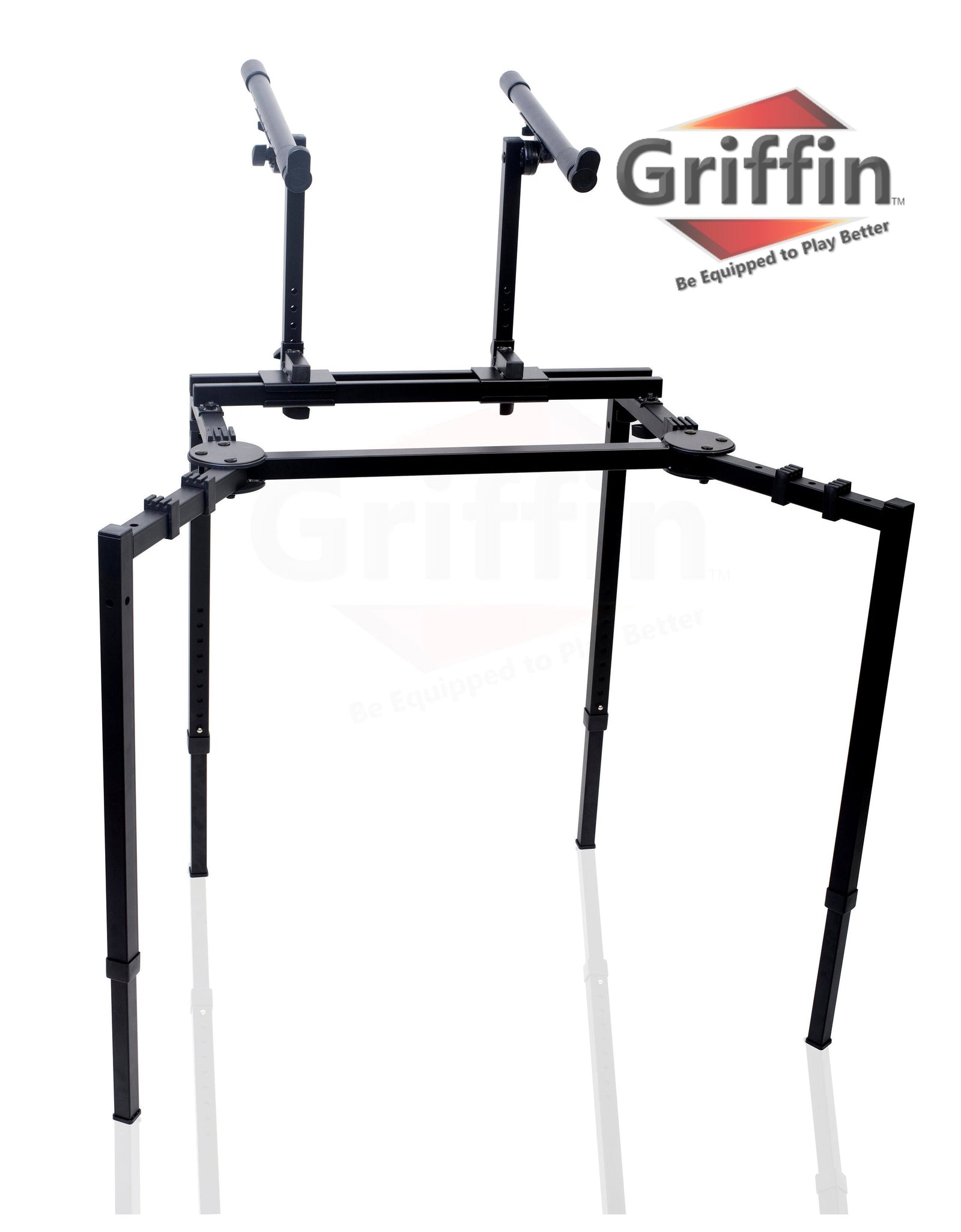 Double Piano Keyboard & Laptop Stand by GRIFFIN - 2 Tier/Dual Portable Studio Mixer Rack for Turntables, DJ Coffins, Speakers, Digital Music Gear by GeekStands.com