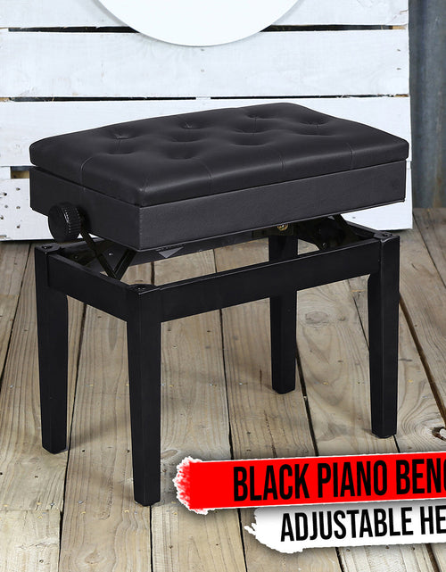 Load image into Gallery viewer, GRIFFIN Premium Antique Piano Bench - Adjustable Black Solid Wood Frame &amp; PU Leather Padded Cushion by GeekStands.com
