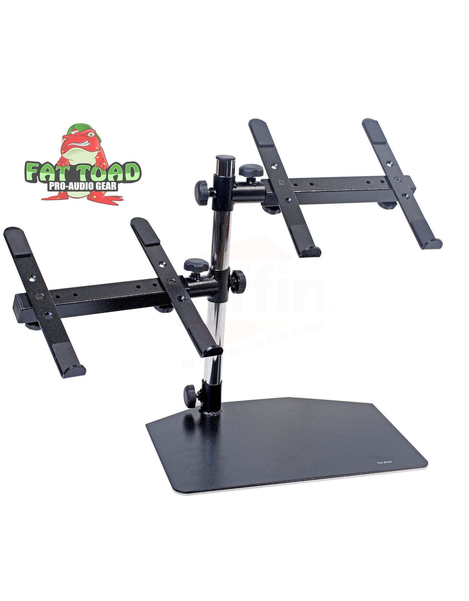 Double DJ Laptop Stand by FAT TOAD - 2 Tier PC Table Holder - Portable Computer Clamp Equipment Rack with Duel Mounts for Studio Mixers, Controllers by GeekStands.com