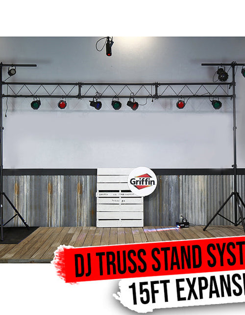 Load image into Gallery viewer, Light Truss Stand System by GRIFFIN - I-Beam Trussing Set &amp; DJ Booth Platform Kit - Hanging Mount by GeekStands.com
