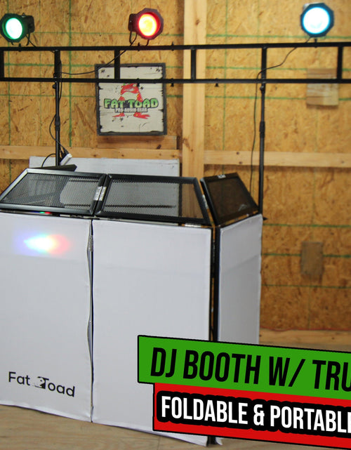 Load image into Gallery viewer, DJ Booth Tabletop With 8FT Lighting Truss Stand Package by FAT TOAD - Foldable Panel Portable Stage by GeekStands.com
