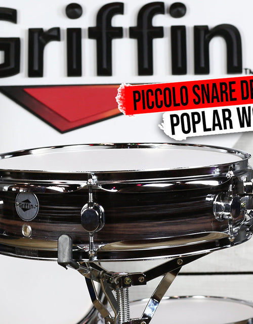 Load image into Gallery viewer, Piccolo Snare Drum 13" x 3.5" by GRIFFIN - 100% Poplar Shell Zebra Wood Finish &amp; Coated Drum Head by GeekStands.com
