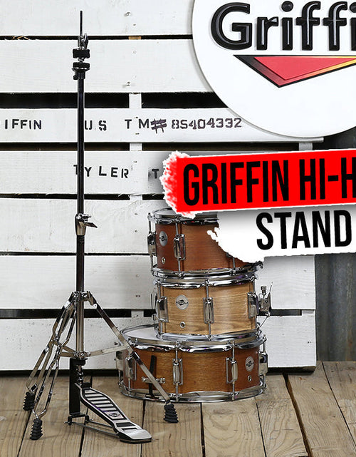 Load image into Gallery viewer, Deluxe Hi-Hat Stand by GRIFFIN - Hi Hat Cymbal Pedal With Drum Key - HiHat Mount Chrome Legs by GeekStands.com
