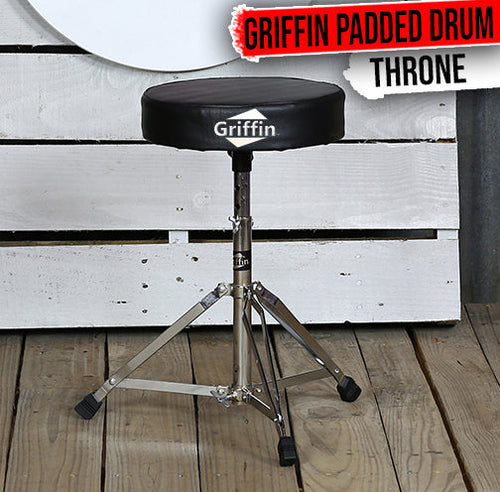 Load image into Gallery viewer, Drum Throne Stand by GRIFFIN | Padded Drummer’s Seat | Comfortable Drum Set Percussion Chair for Adults | Professional Musicians Guitar Stool Double Braced Hardware for Practice with Adjustable Height by GeekStands.com
